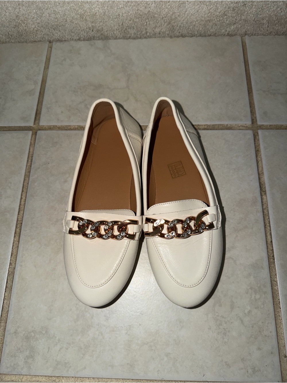Women's Cream Chain-Accent Loafers